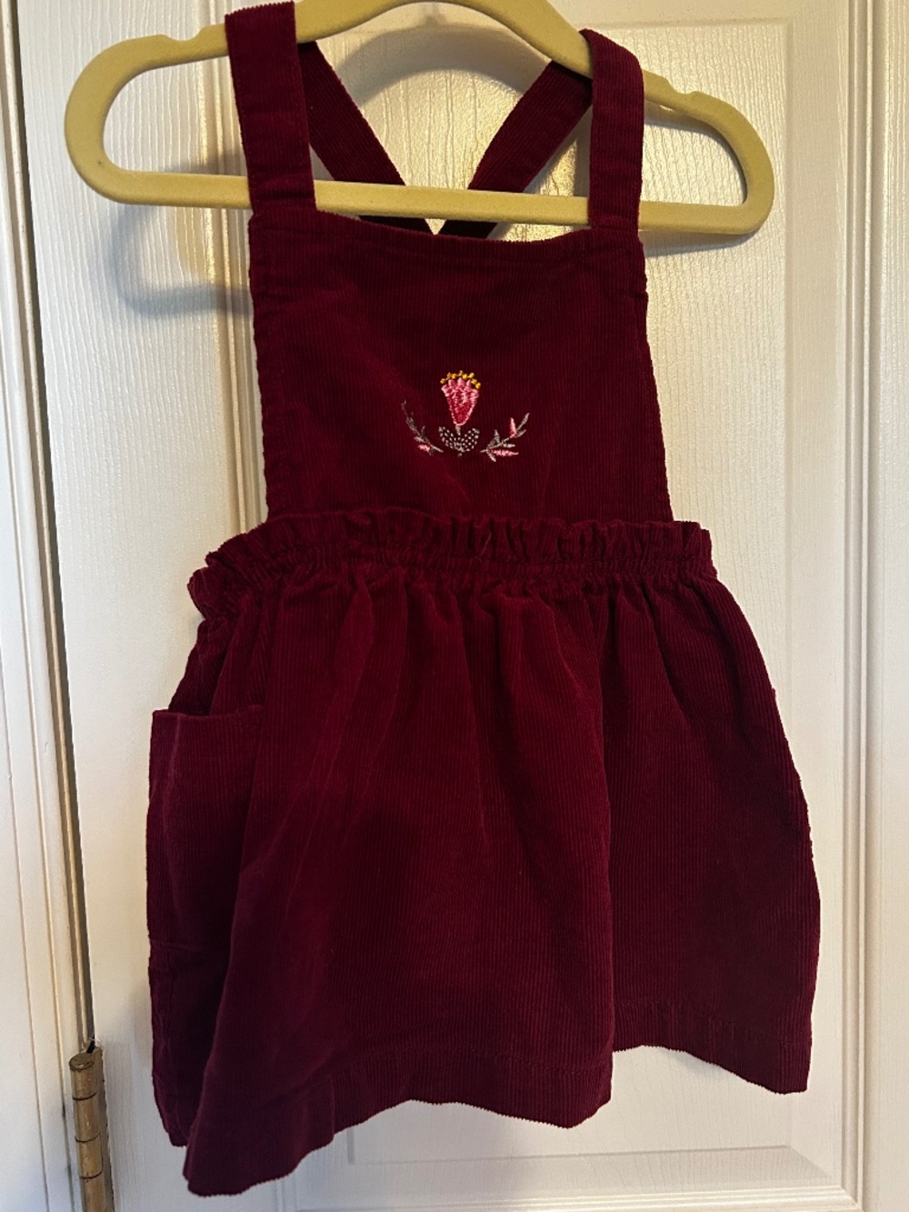 Girls Red ruffle corduroy jumper, 12 months